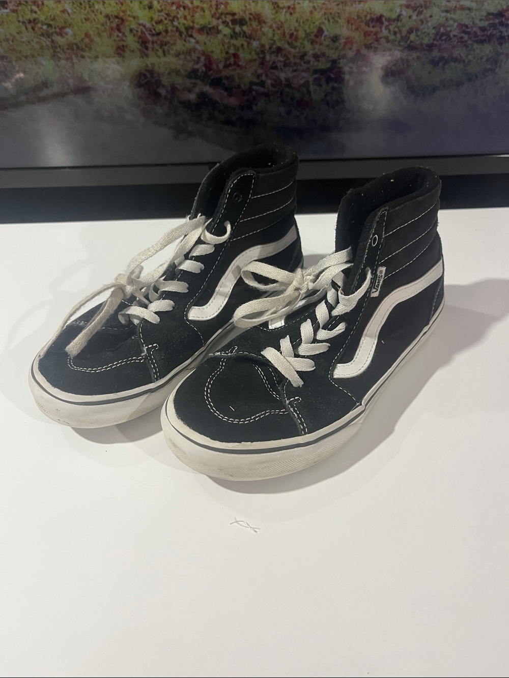 Vans Kids Black and White High-Top Skate Sneakers